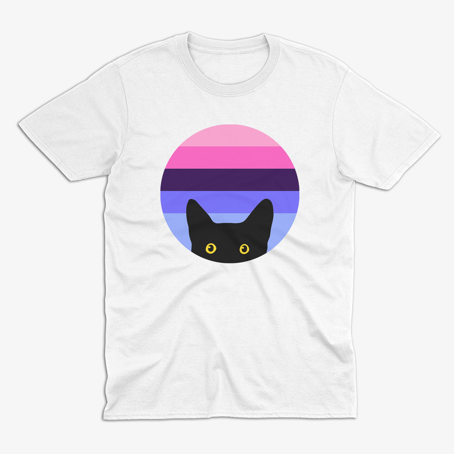 Peeking Cat in Omnisexual Flag Colors | Classic T-Shirt