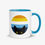 Thumbnail: Peeking Cat in Aroace Flag Colors | White Ceramic Mug with Accent Color