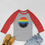 Thumbnail: Peeking Cat in Rainbow Colors | Unisex 3/4 Sleeve Raglan T-Shirt