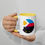 Thumbnail: Peeking Cat in Polyamory Flag Colors | White Ceramic Mug with Accent Color