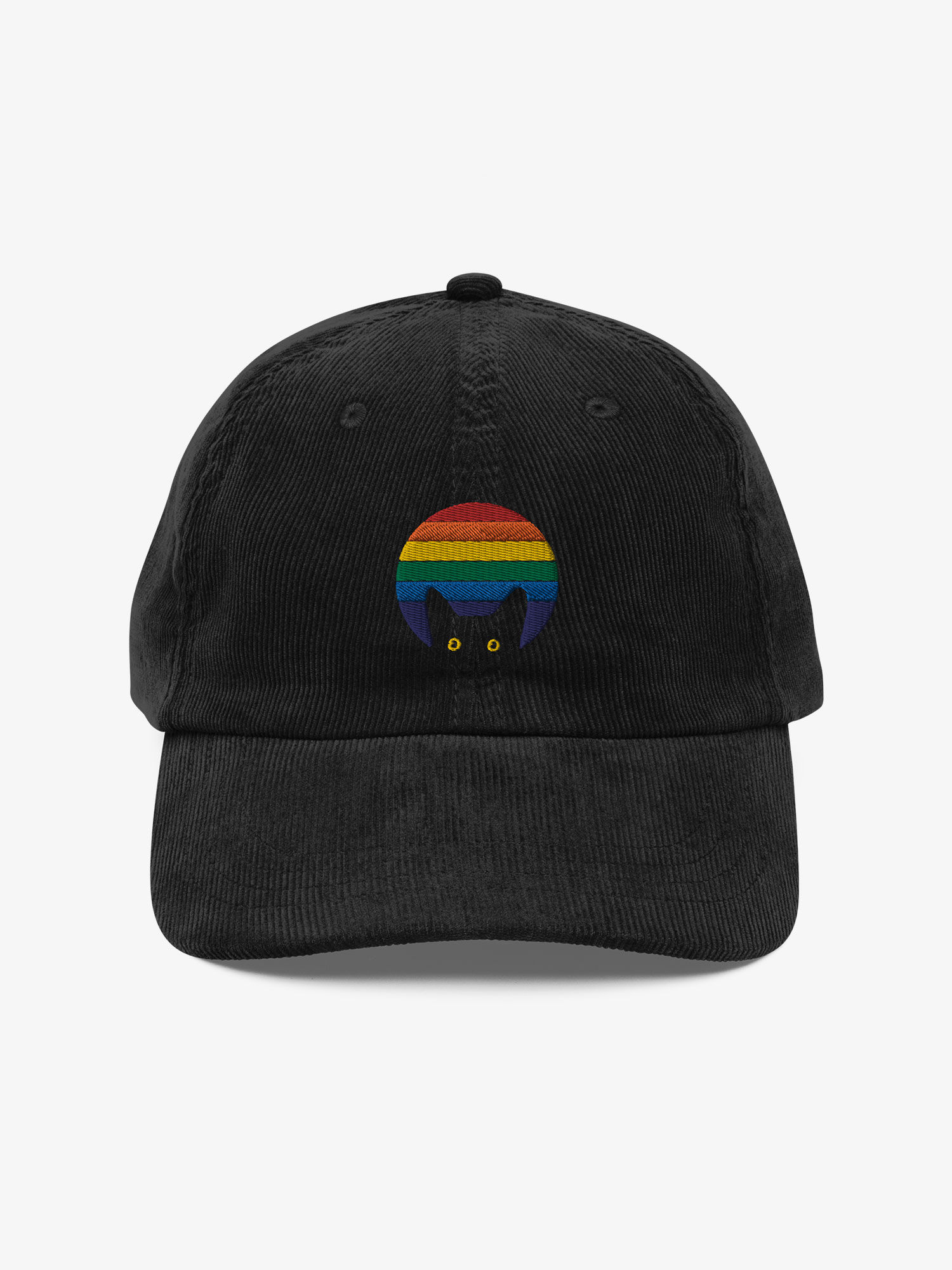 Peeking Cat in Rainbow Colors | Corduroy Hat