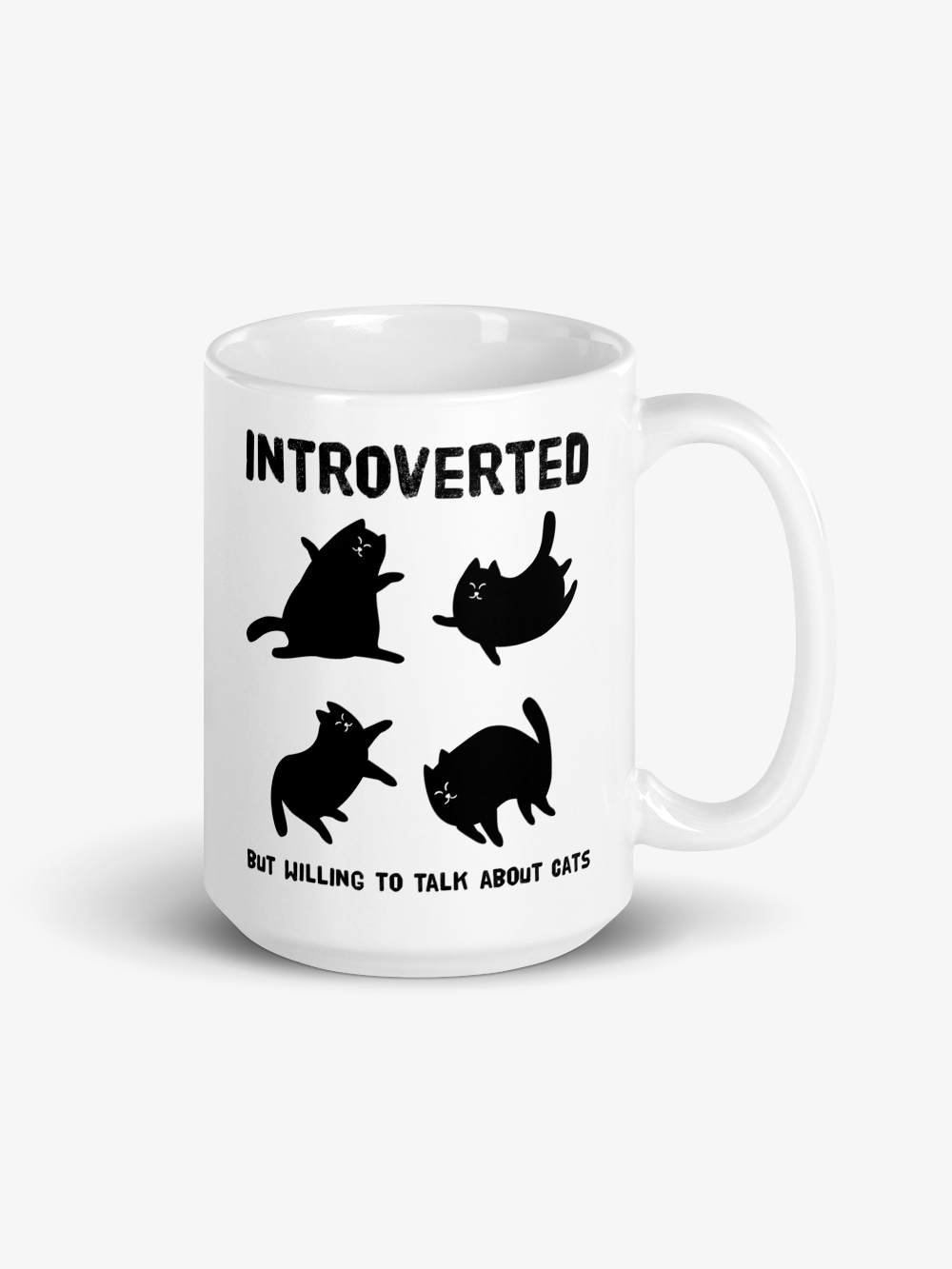 Introverted Cat Person | White Ceramic Mug with Accent Color