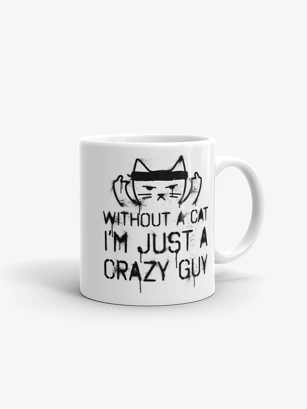 Thumbnail: Crazy Cat Guy Stenciled | White Ceramic Mug with Accent Color