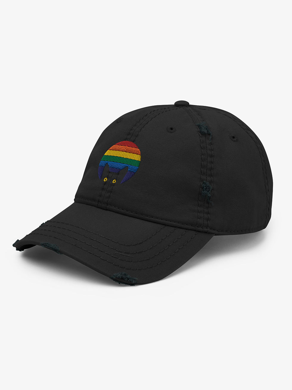 Thumbnail: Peeking Cat in Rainbow Colors | Distressed Dad Hat