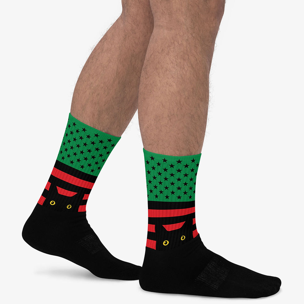 Thumbnail: Peeking Cat in African American Flag | Black Foot Sublimated Socks