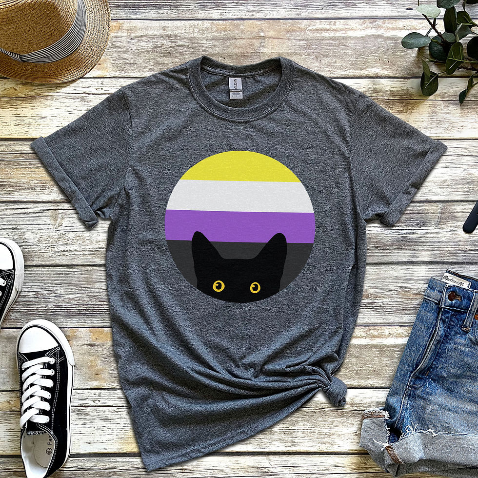 Thumbnail: Peeking Cat in Nonbinary Flag Colors | Classic T-Shirt