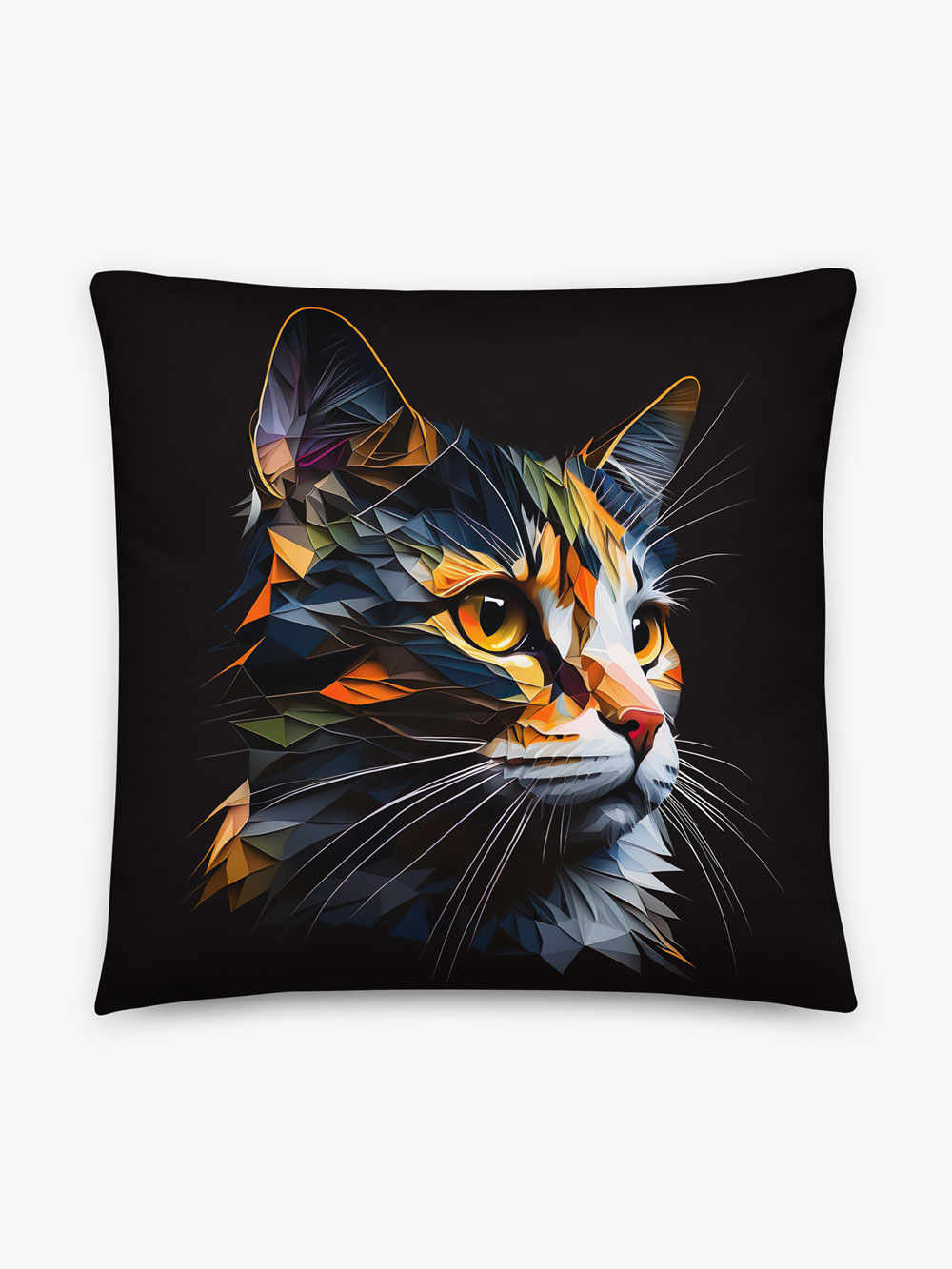 Abstract Calico Cat Portrait | AOP Throw Pillow