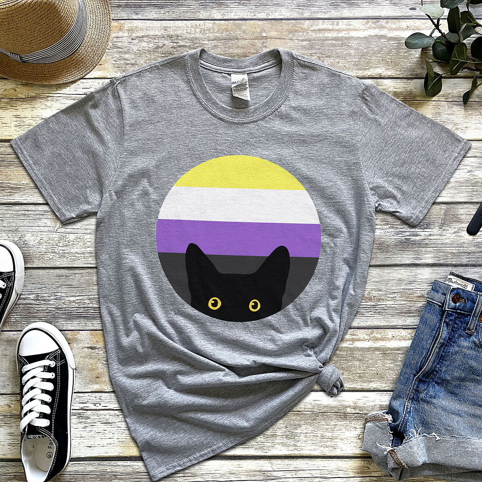 Thumbnail: Peeking Cat in Nonbinary Flag Colors | Classic T-Shirt