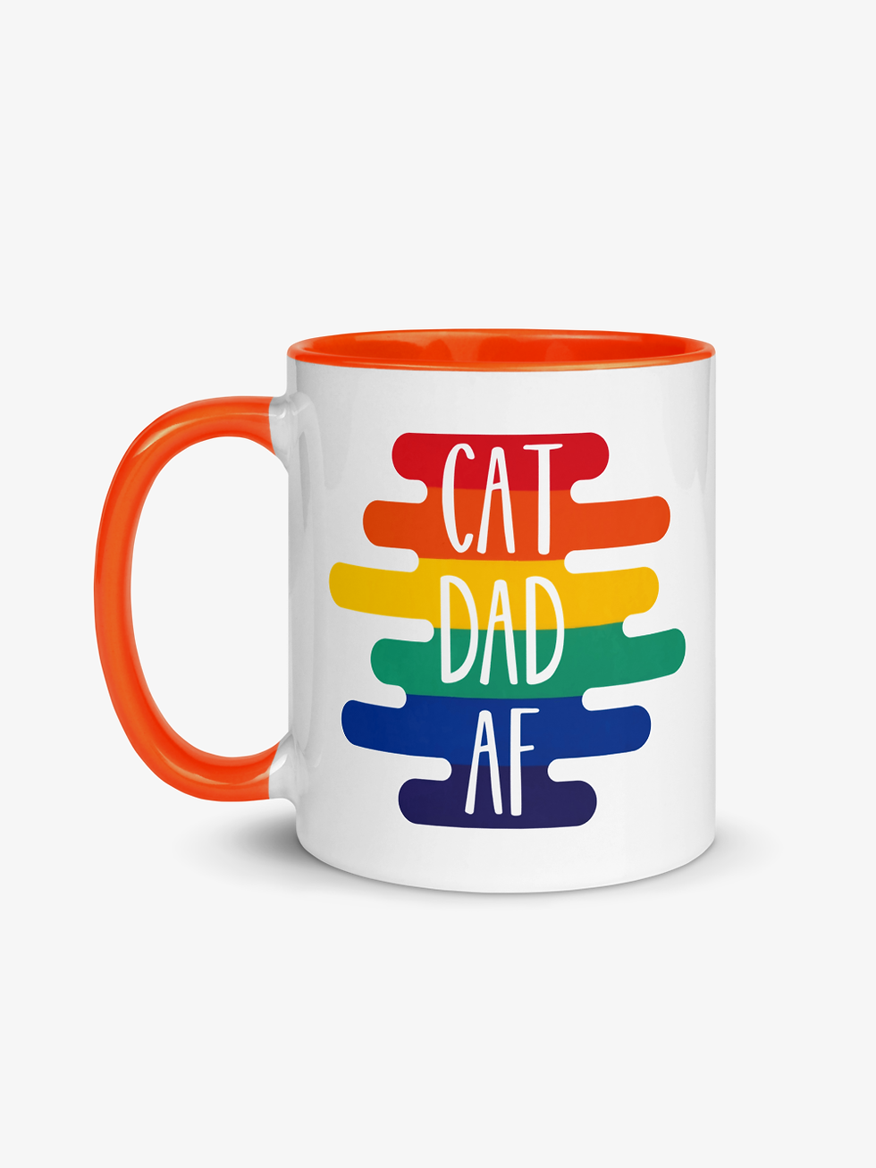 Thumbnail: Rainbow Cat Parent AF | White Ceramic Mug with Accent Color