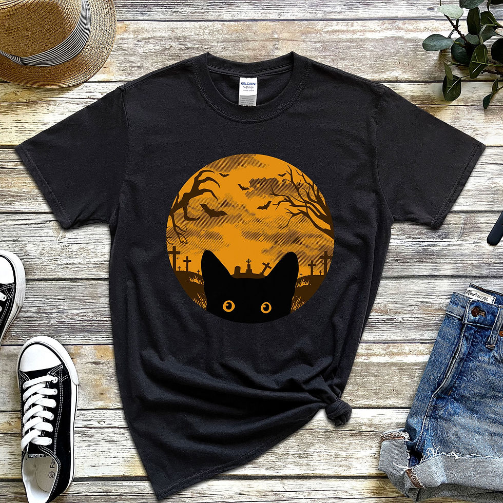 Thumbnail: Peeking Cat on Halloween Night | Classic T-Shirt
