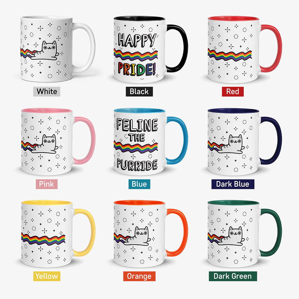 Thumbnail: Purride Cat | White Ceramic Mug with Accent Color
