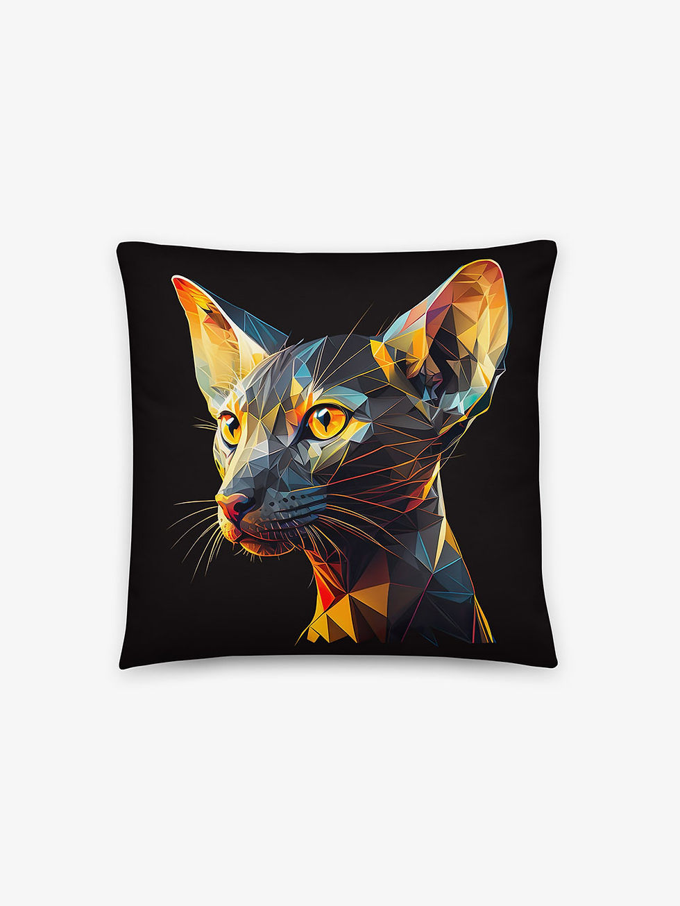Thumbnail: Abstract Oriental Shorthair Cat Portrait | AOP Throw Pillow