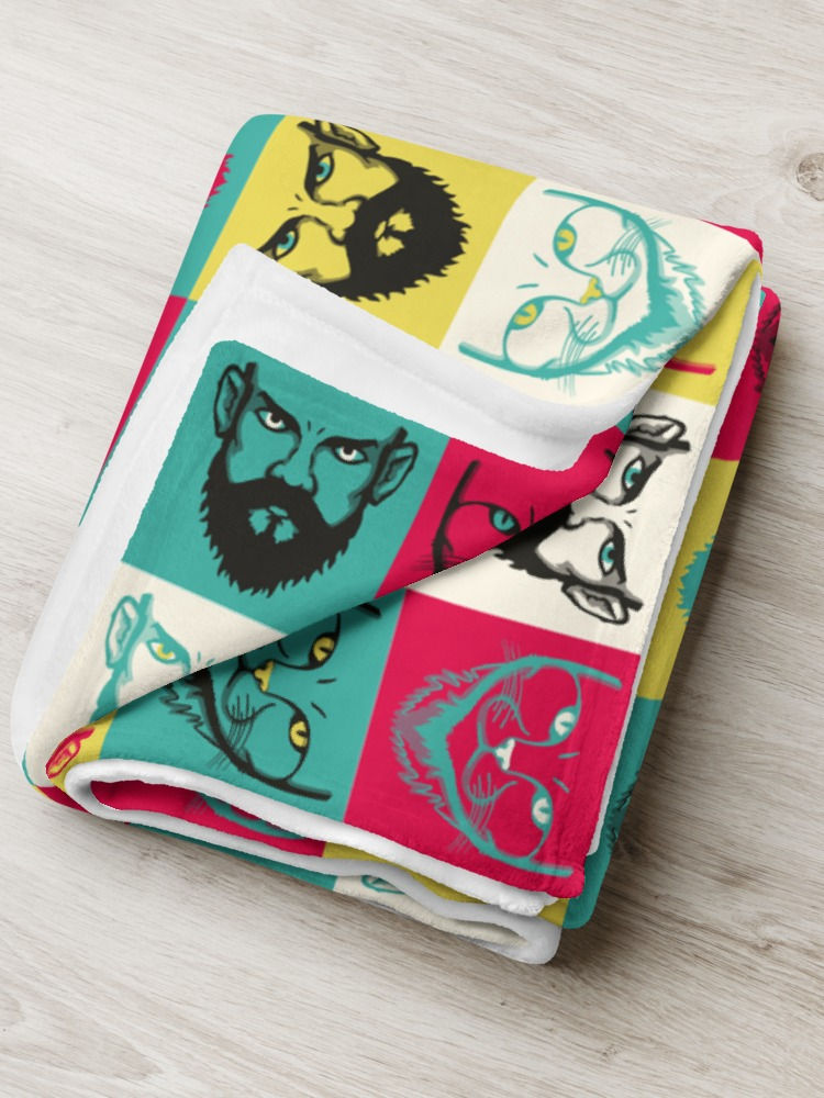 Thumbnail: Beards and Cats: Pop-Art Style | AOP Throw Blanket