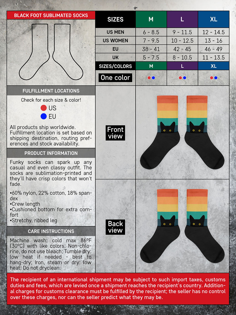 Thumbnail: Peeking Cat in Summer Vibes Colors | Black Foot Sublimated Socks
