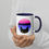 Thumbnail: Peeking Cat in Omnisexual Flag Colors | White Ceramic Mug with Accent Color