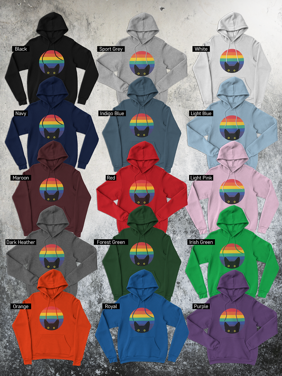 Thumbnail: Peeking Cat in Rainbow Colors | Unisex Pullover Hoodie
