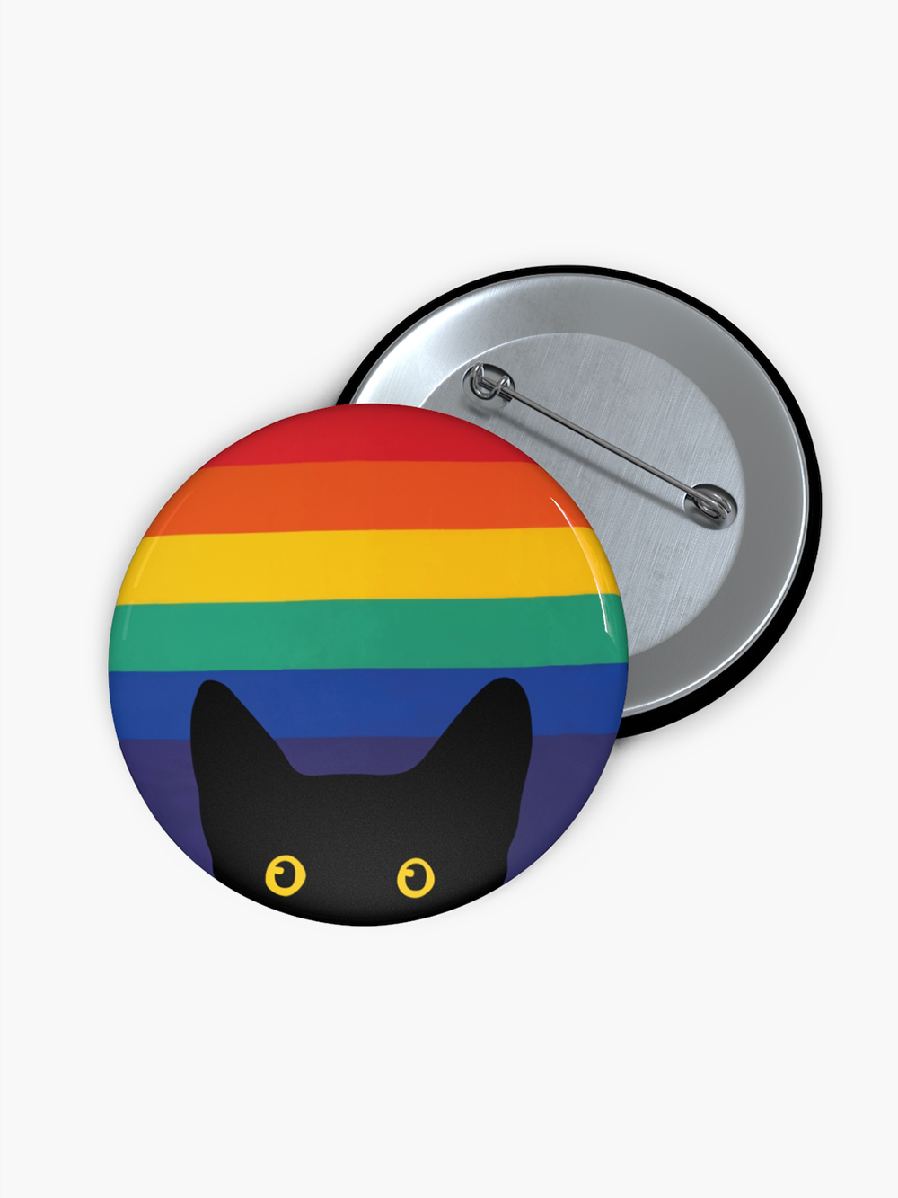 Peeking Cat in Rainbow Colors | Pin Button