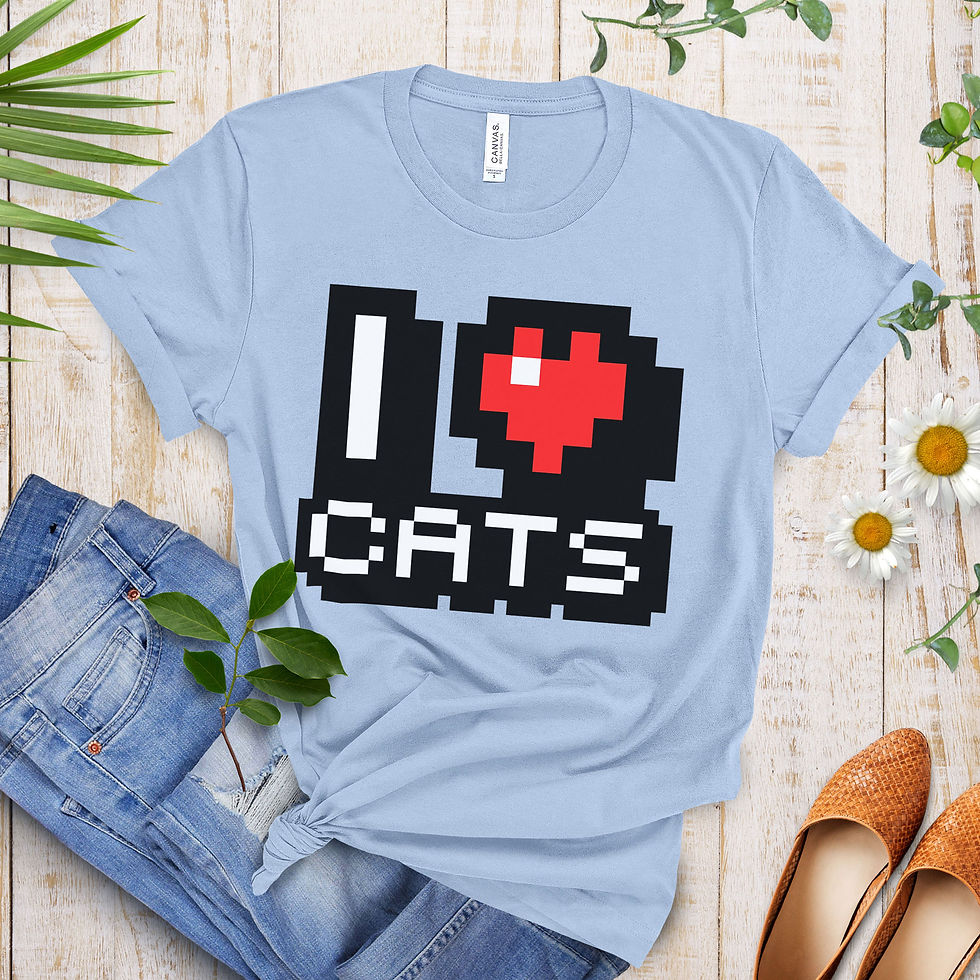 Thumbnail: I Love Cats: 8-bit Style | Unisex Jersey T-Shirt