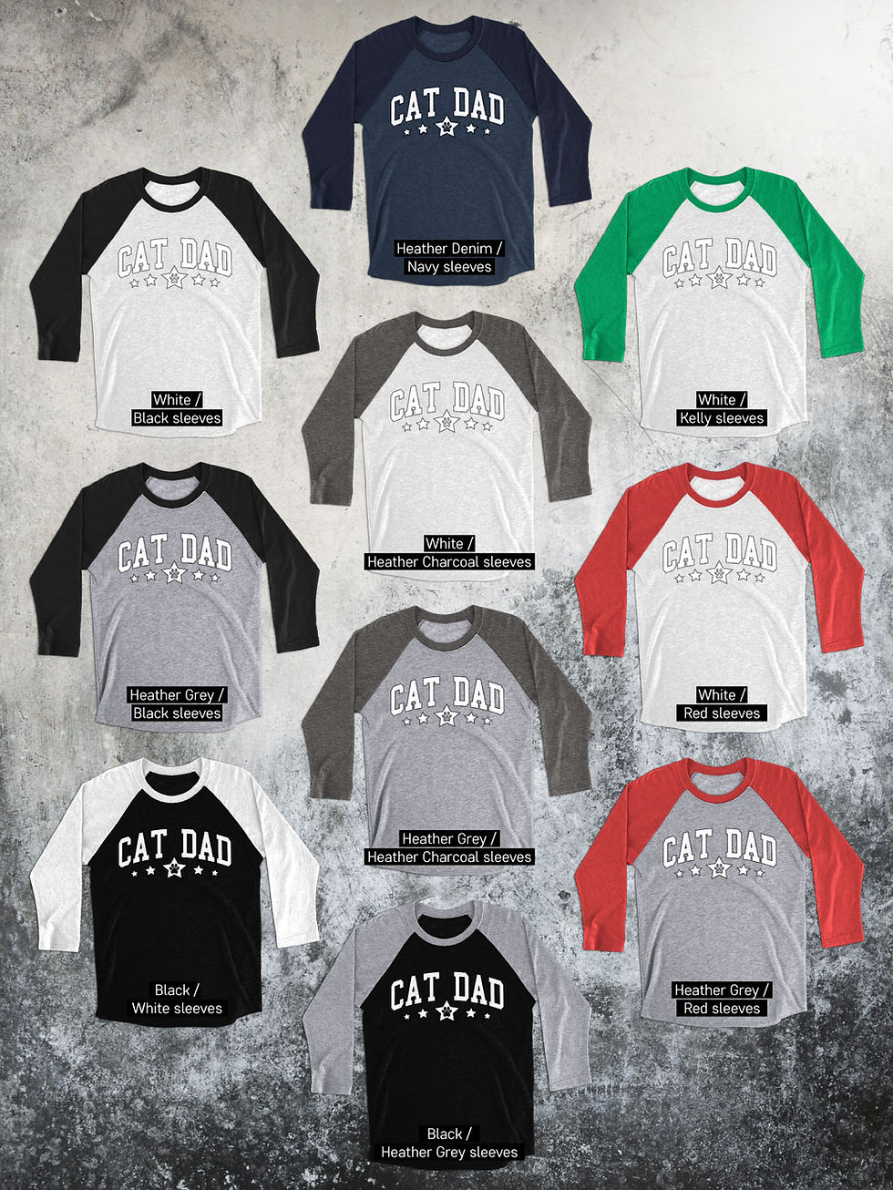 Thumbnail: Cat Dad: College Style | 3/4 Sleeve Raglan T-Shirt