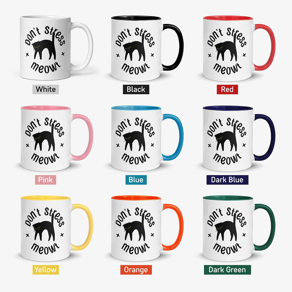 Thumbnail: Don't Stress Meowt | White Ceramic Mug with Accent Color