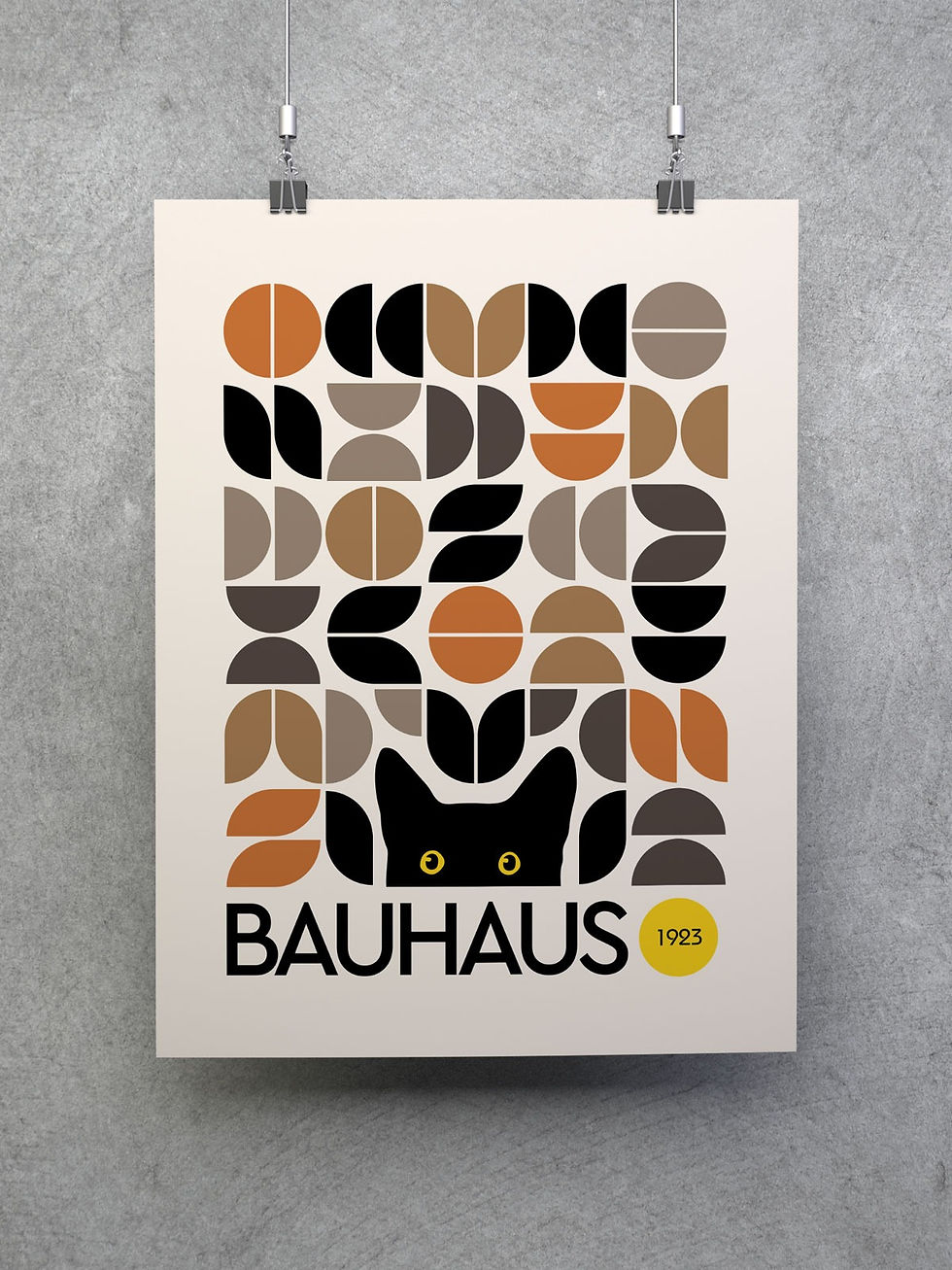 Thumbnail: Peeking Cat in Bauhaus Design | "Round Shapes" | Poster
