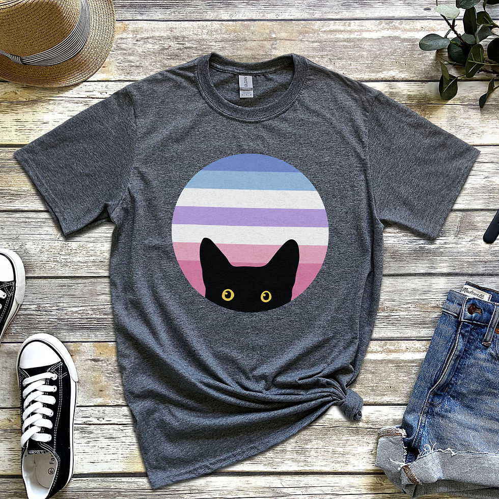 Thumbnail: Peeking Cat in Bigender Flag Colors | Classic T-Shirt