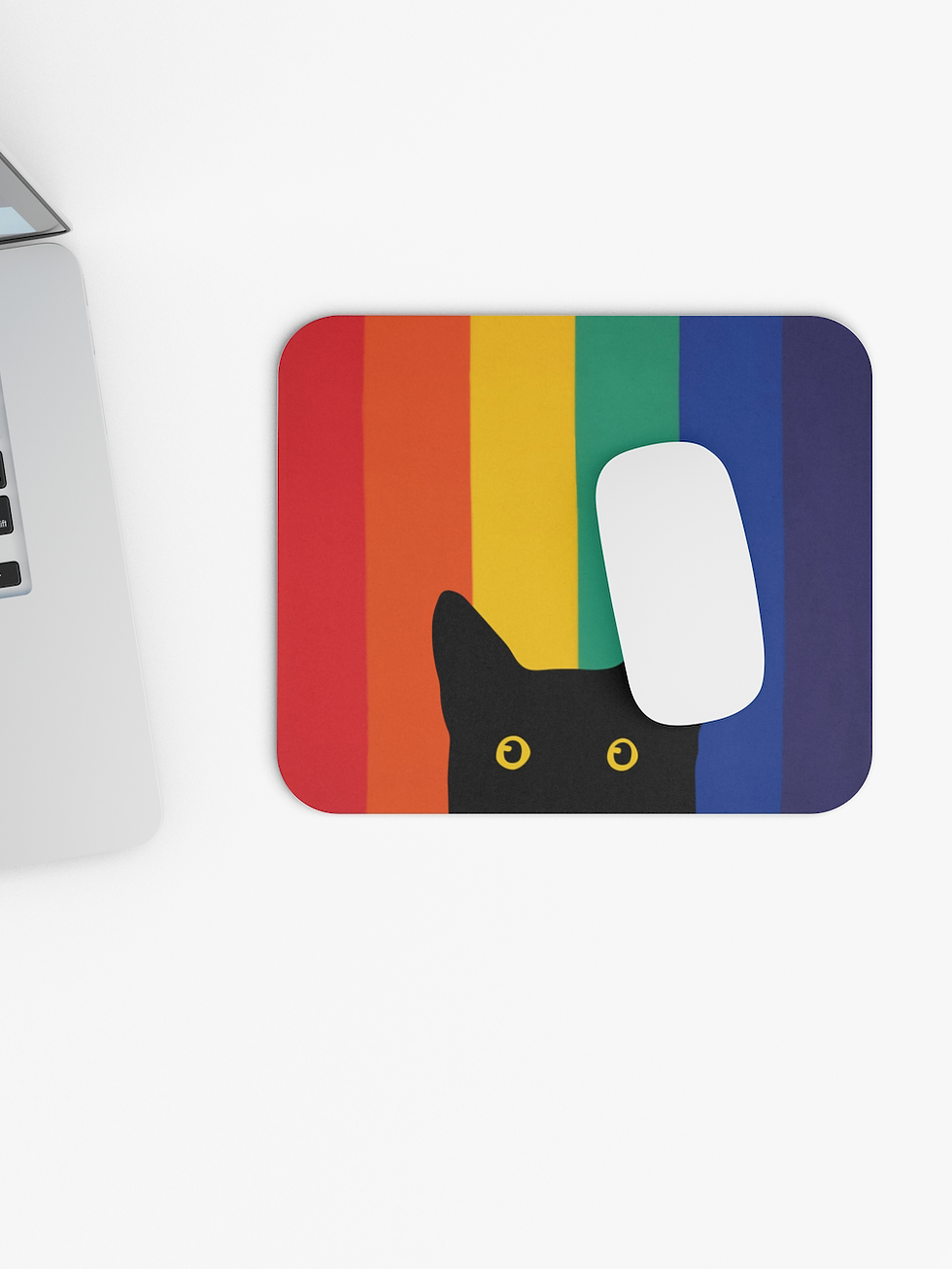 Thumbnail: Peeking Cat in Rainbow Colors | Mouse Pad