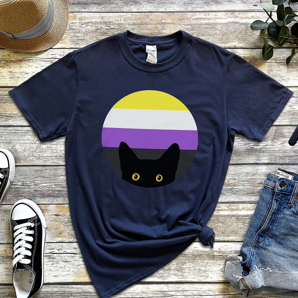 Thumbnail: Peeking Cat in Nonbinary Flag Colors | Classic T-Shirt