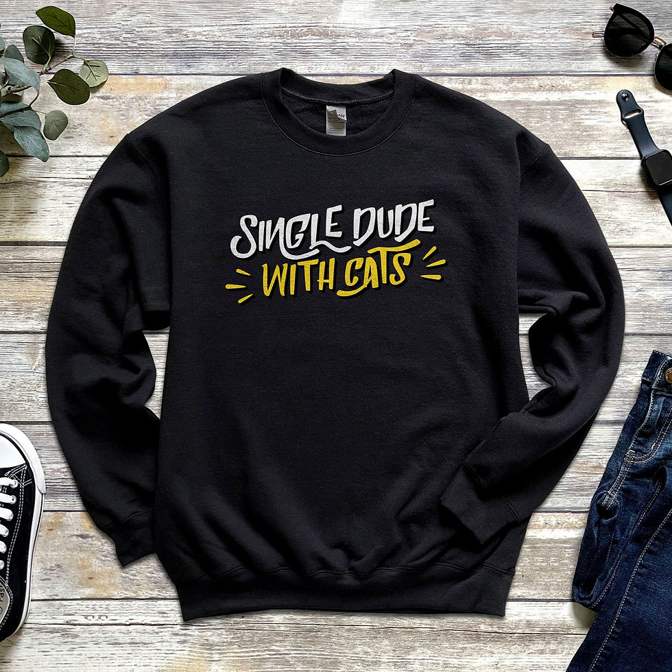 Thumbnail: Single Dude With Cats | Crewneck Sweatshirt