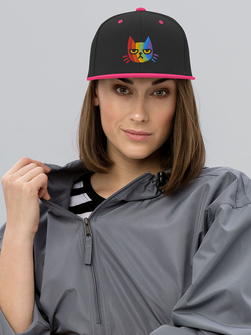 Thumbnail: Grumpy Cat in Rainbow Colors | Snapback Hat