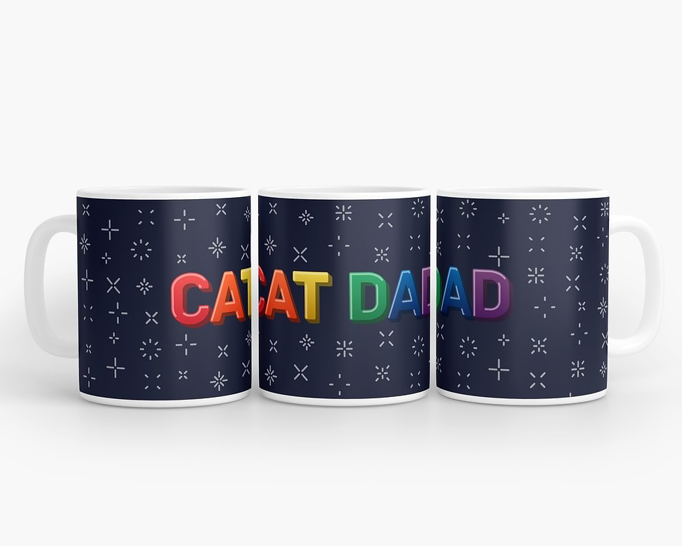 Thumbnail: Cat Dad: Rainbow Letters | White Ceramic Mug