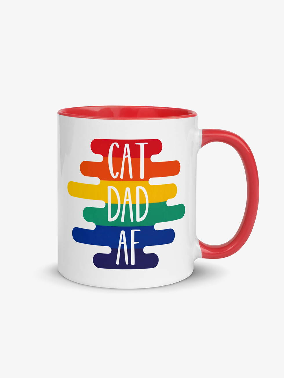 Thumbnail: Rainbow Cat Parent AF | White Ceramic Mug with Accent Color