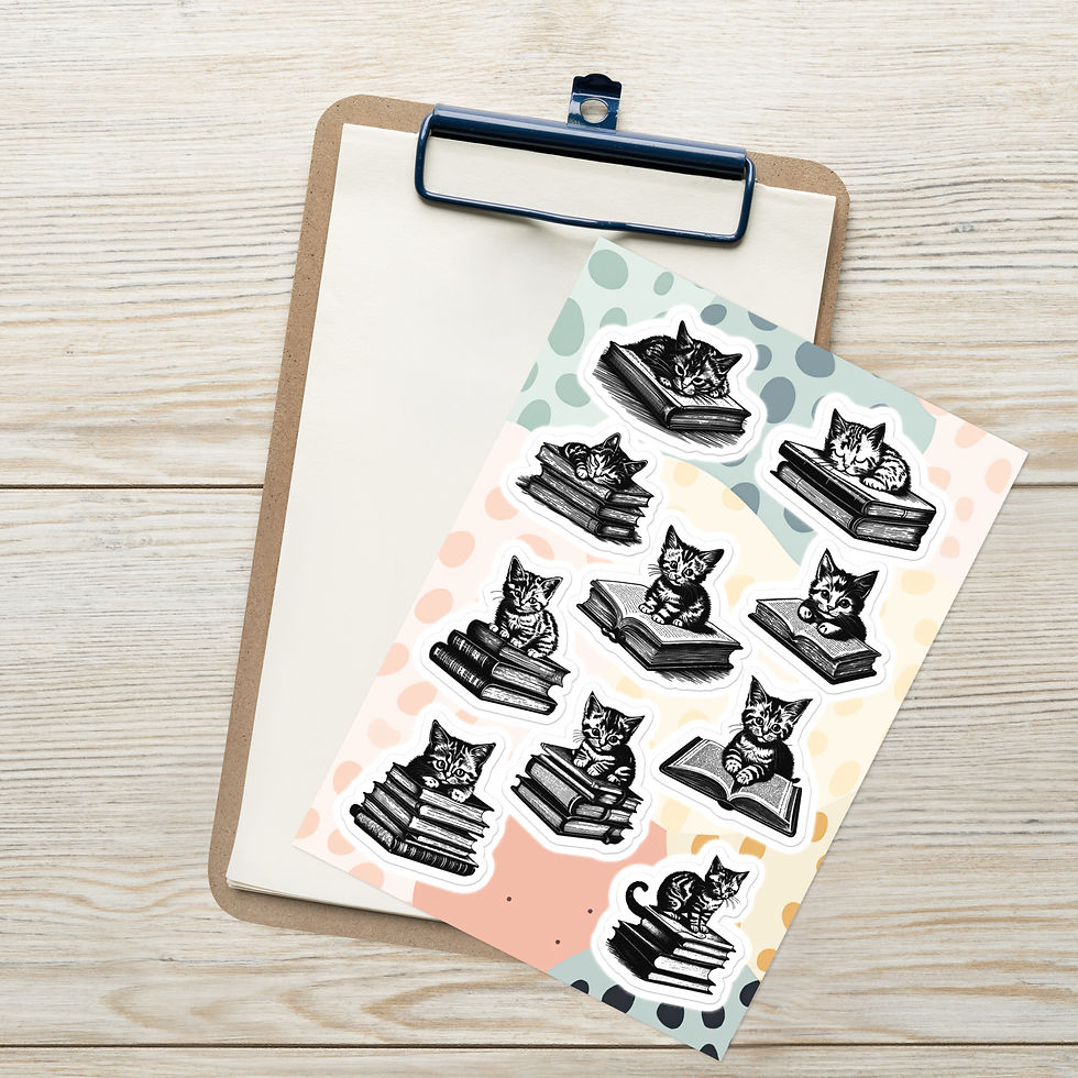Thumbnail: Kittens and Books | Sticker Sheet