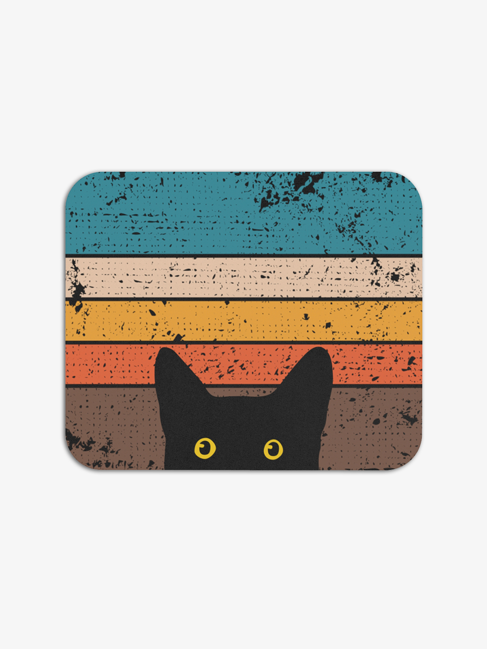 Peeking Cat in Retro Colors | Mouse Pad