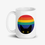 Thumbnail: Peeking Cat in Rainbow Colors | White Ceramic Mug with Accent Color