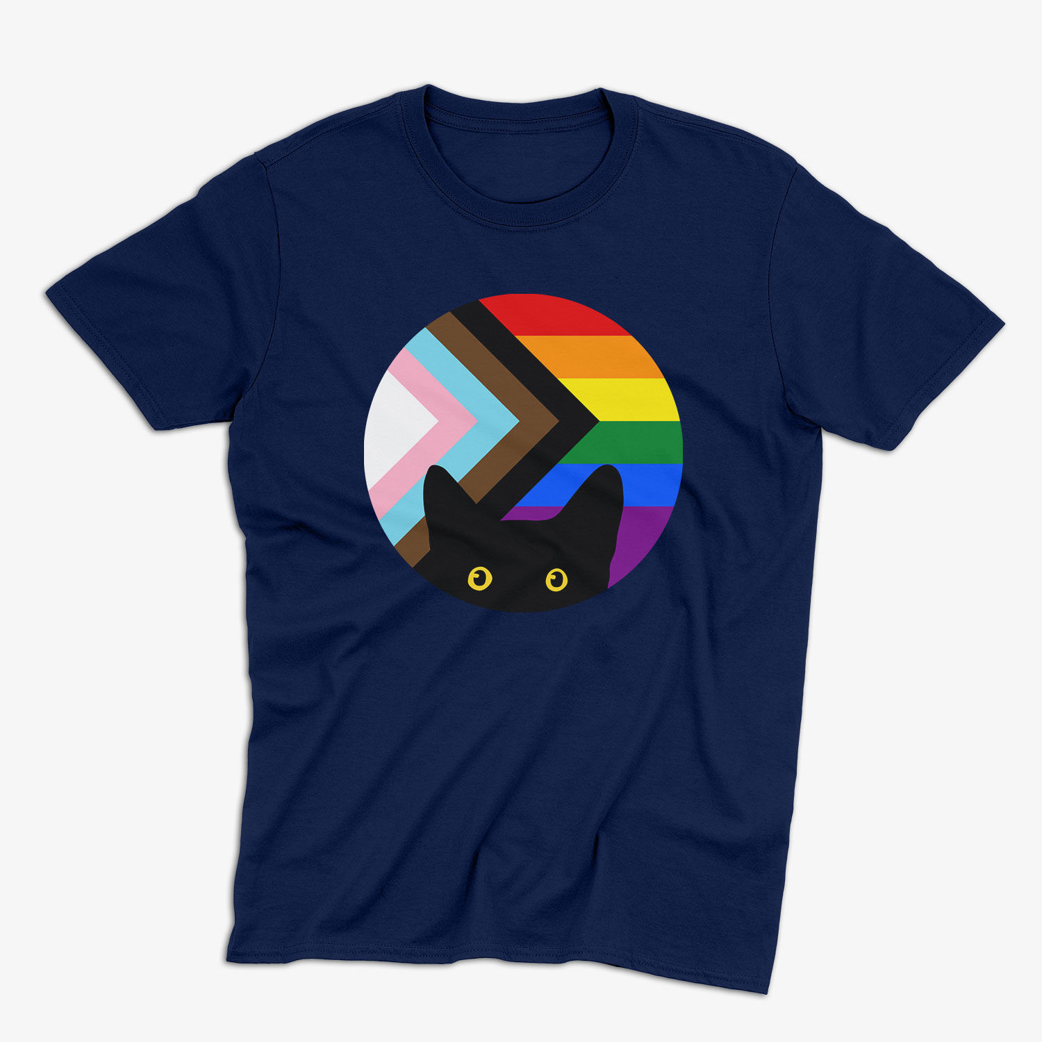 Peeking Cat in Progressive Flag Colors | Classic T-Shirt