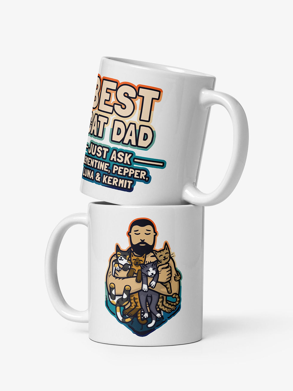 Thumbnail: Cat Daddy: Family | White Ceramic Mug with Accent Color