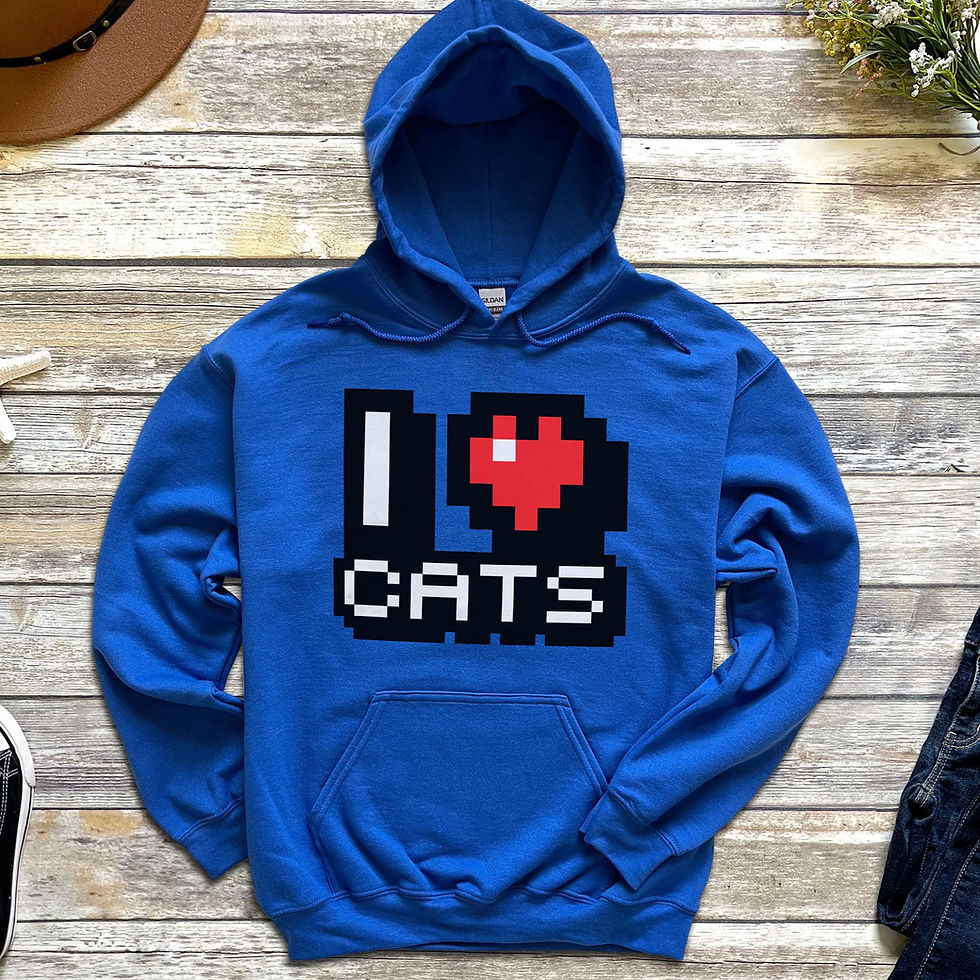 Thumbnail: I Love Cats: 8-bit Style | Unisex Pullover Hoodie
