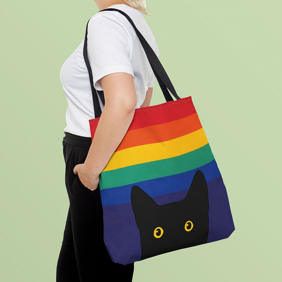 Thumbnail: Peeking Cat in Rainbow Colors | AOP Tote Bag