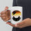Thumbnail: Peeking Cat in Bear Flag Colors | White Ceramic Mug with Accent Color