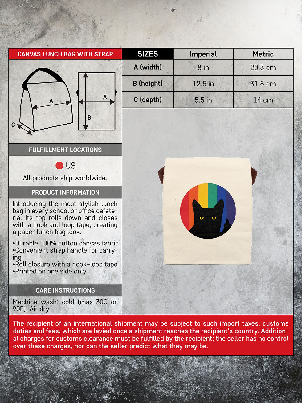 Thumbnail: Middle Finger Cat in Rainbow Colors | Canvas Lunch Bag