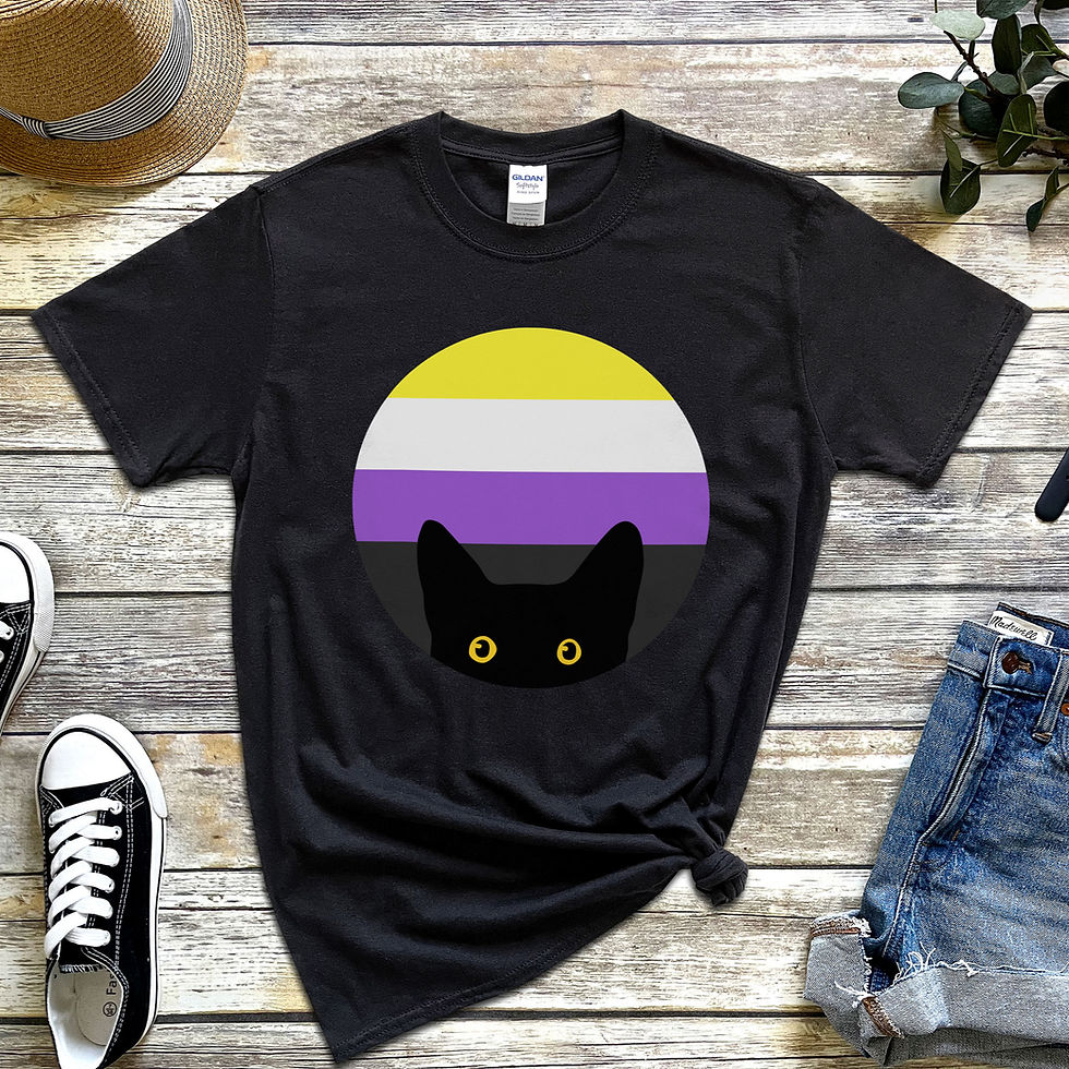 Thumbnail: Peeking Cat in Nonbinary Flag Colors | Classic T-Shirt