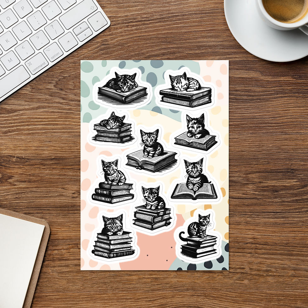 Thumbnail: Kittens and Books | Sticker Sheet