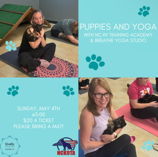 Puppies & Yoga @ NC K9 Training Academy 