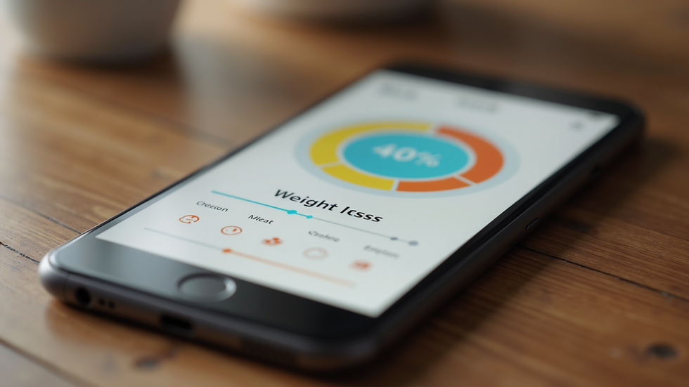Close-up view of a smartphone showing a weight loss app interface