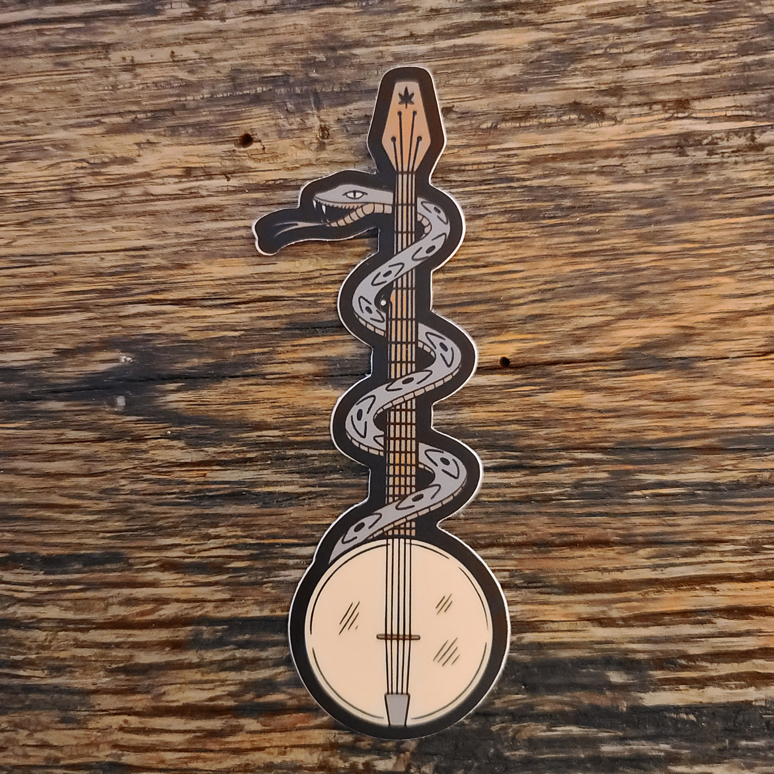 Banjo Snake Stickers - Bluegrass Cannabis