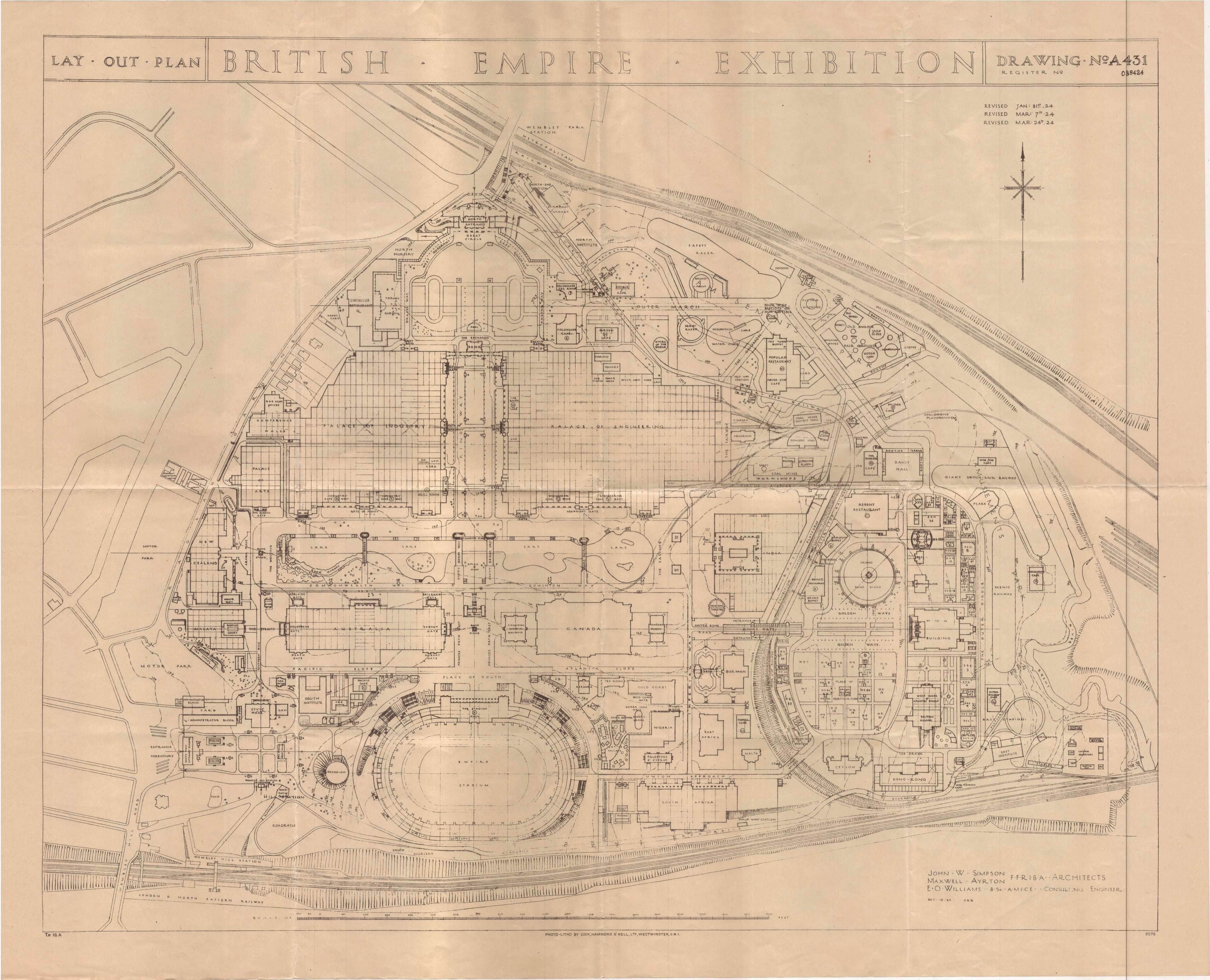 The layout plan of the British Empire Exhibition