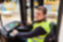Man operating a swing reach truck