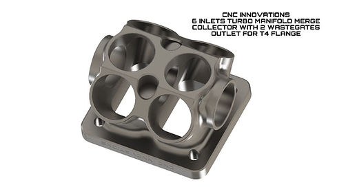6 INLETS TURBO MANIFOLD MERGE COLLECTOR WITH 2 WASTEGATES OUTLE