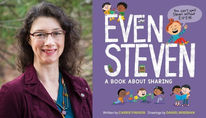 Collage of the photo fo Carrie Finison and the book cover of Even Steven.